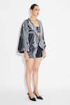 Shop_Shasha Gaba_Black Amorphous Sequins Cape Jacket _Online_at_Aza_Fashions