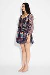 Shasha Gaba_Blue Polyester, Chanderi Sweetheart Neck Floral And Stripes Short Dress _Online_at_Aza_Fashions