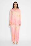 SHASHA GABA_Blush Collared Pink Ombre Floral Shirt And Pant Set _Online_at_Aza_Fashions