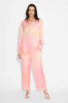 Buy_SHASHA GABA_Blush Collared Pink Ombre Floral Shirt And Pant Set _at_Aza_Fashions