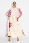 Buy SHASHA GABA Ivory Polyester Sequins V-neck Floral Cape And Dress Set at Aza Fashions Buy_SHASHA GABA_Ivory Polyester Sequins V-neck Floral Cape And Dress Set _at_Aza_Fashions