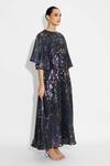 Shop_SHASHA GABA_Black Floral Sequin Cape And Dress _Online_at_Aza_Fashions