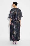 Shop_SHASHA GABA_Black Floral Sequin Cape And Dress _at_Aza_Fashions
