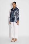 Buy_SHASHA GABA_Blue Collared Obsedine Amorhpus Print Shirt _Online_at_Aza_Fashions