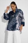 Shop_SHASHA GABA_Blue Collared Obsedine Amorhpus Print Shirt _Online_at_Aza_Fashions