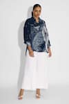 Buy_SHASHA GABA_Blue Collared Obsedine Amorhpus Print Shirt _at_Aza_Fashions