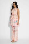 SHASHA GABA_Pale Pink Floral Peplum Top And Pants _Online_at_Aza_Fashions