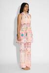 Buy_SHASHA GABA_Pale Pink Floral Peplum Top And Pants _Online_at_Aza_Fashions
