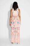 Shop_SHASHA GABA_Pale Pink Floral Peplum Top And Pants _at_Aza_Fashions