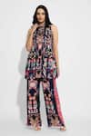 Buy_SHASHA GABA_Blue Floral Peplum Top And Straight Pant Set _at_Aza_Fashions