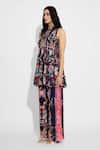 SHASHA GABA_Blue Floral Peplum Top And Straight Pant Set _Online_at_Aza_Fashions