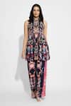 Buy_SHASHA GABA_Blue Floral Peplum Top And Straight Pant Set _Online_at_Aza_Fashions