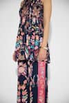 SHASHA GABA_Blue Floral Peplum Top And Straight Pant Set _at_Aza_Fashions