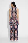 Shop_SHASHA GABA_Blue Floral Peplum Top And Straight Pant Set _at_Aza_Fashions