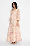 SHASHA GABA_Ivory Floral Tier Maxi Dress _Online_at_Aza_Fashions