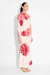 SHASHA GABA_Pink Mandarin Collar Floral Print Pintuck Shirt _Online_at_Aza_Fashions