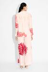 Shop_SHASHA GABA_Pink Mandarin Collar Floral Print Pintuck Shirt _at_Aza_Fashions