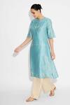 Buy_SHASHA GABA_Aqua Flare Kurta _at_Aza_Fashions