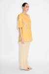 SHASHA GABA_Applique Yellow Short Kurta _Online_at_Aza_Fashions