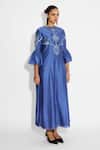 Buy_SHASHA GABA_Blue Indigo Peplum Sleeve Maxi Dress _Online_at_Aza_Fashions