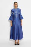 Buy_SHASHA GABA_Blue Indigo Peplum Sleeve Maxi Dress _at_Aza_Fashions