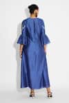 Shop_SHASHA GABA_Blue Indigo Peplum Sleeve Maxi Dress _at_Aza_Fashions