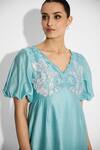 Buy_SHASHA GABA_Applique Aqua Midi Dress _Online_at_Aza_Fashions