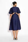 Shop_SHASHA GABA_Navy Embellished Cut-out Midi Dress _at_Aza_Fashions