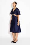 Buy_SHASHA GABA_Navy Embellished Cut-out Midi Dress _Online_at_Aza_Fashions