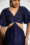 Shop_SHASHA GABA_Navy Embellished Cut-out Midi Dress _Online_at_Aza_Fashions