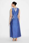 Shop_SHASHA GABA_Blue Embellished Indigo Flare Dress _at_Aza_Fashions