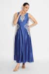 Buy_SHASHA GABA_Blue Embellished Indigo Flare Dress _at_Aza_Fashions