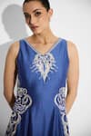 Shop_SHASHA GABA_Blue Embellished Indigo Flare Dress _Online_at_Aza_Fashions