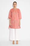 Buy_SHASHA GABA_Peach Embellished Kurta _at_Aza_Fashions