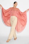 Buy_SHASHA GABA_Peach Cape With Hand Embellishment _at_Aza_Fashions