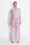 Buy_SHASHA GABA_Purple Amorphous Print Pintuck Shirt _Online_at_Aza_Fashions