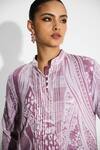 Shop_SHASHA GABA_Purple Amorphous Print Pintuck Shirt _Online_at_Aza_Fashions