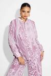 Buy_SHASHA GABA_Purple Amorphous Print Pintuck Shirt _at_Aza_Fashions