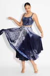 Buy_SHASHA GABA_Blue Swirl Pleated Skirt _at_Aza_Fashions