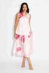 Buy_SHASHA GABA_Ivory Floral Gathered Midi Skirt _at_Aza_Fashions