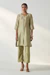 Buy_Studio Bagechaa_Chanderi Green Kurta Set _at_Aza_Fashions