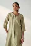 Shop_Studio Bagechaa_Chanderi Green Kurta Set _Online_at_Aza_Fashions