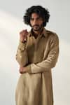 Buy_Studio Bagechaa_Embroidered Gold Pathani Kurta Set 