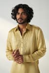 Studio Bagechaa_Yellow Embroidered Deep Pathani Set _Online_at_Aza_Fashions