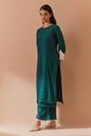 Buy_Priya Chaudhary_Green Soft Chanderi Kurta Set _Online_at_Aza_Fashions