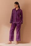 Shop_Priya Chaudhary_Purple Soft Chanderi Shirt And Pant Set _at_Aza_Fashions