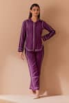 Buy_Priya Chaudhary_Purple Soft Chanderi Shirt And Pant Set _at_Aza_Fashions