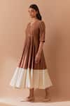 Priya Chaudhary_Brown Chanderi Midi Dress _Online_at_Aza_Fashions