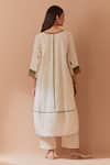 Shop_Priya Chaudhary_White-brown Chanderi Kurta Set _at_Aza_Fashions