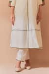 Buy_Priya Chaudhary_White-brown Chanderi Kurta Set _Online_at_Aza_Fashions